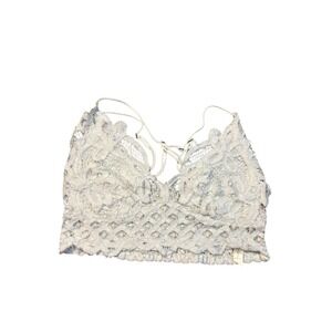 Free People Adella Bralette Crochet Lace White Spaghetti Strap Boho Festival XL